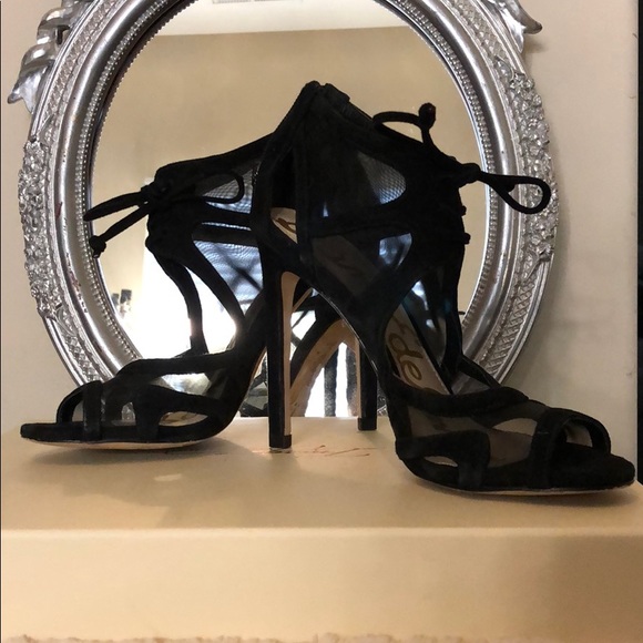 Black mesh Open toe heels - Picture 3 of 5